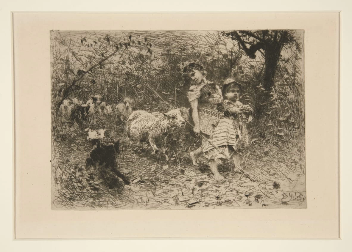 Francesco Paolo Michetti - Bambini con pecore, Yale University Art Gallery